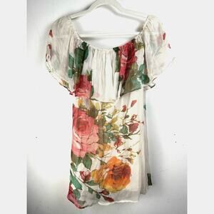 Roe + May Romantic Cottagecore Coquette Fairy White Floral Flounce Mini Dress